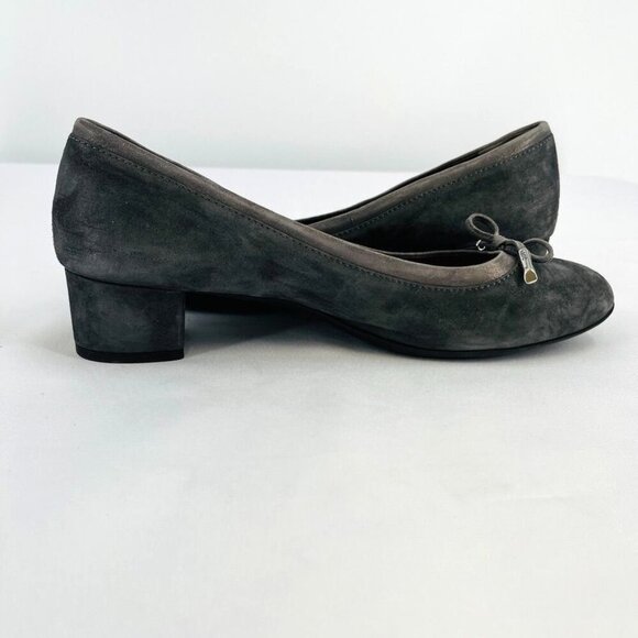 AGL Women's Kristin Bow Tie Pump Size EUR 41/US 11 Grey Suede Leather Block Heel - Picture 7 of 16